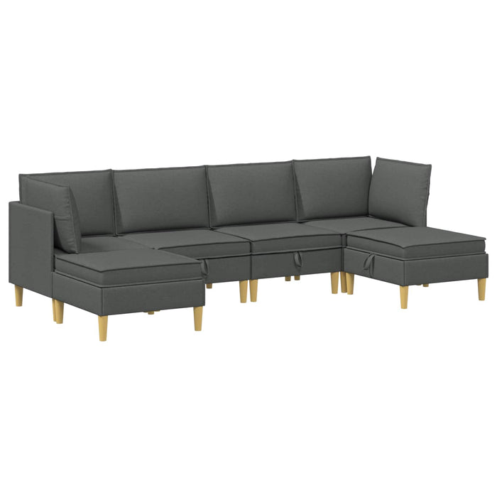 Set de canapea modulară cu spațiu de stocare 6 pcs Gri închis WALTI