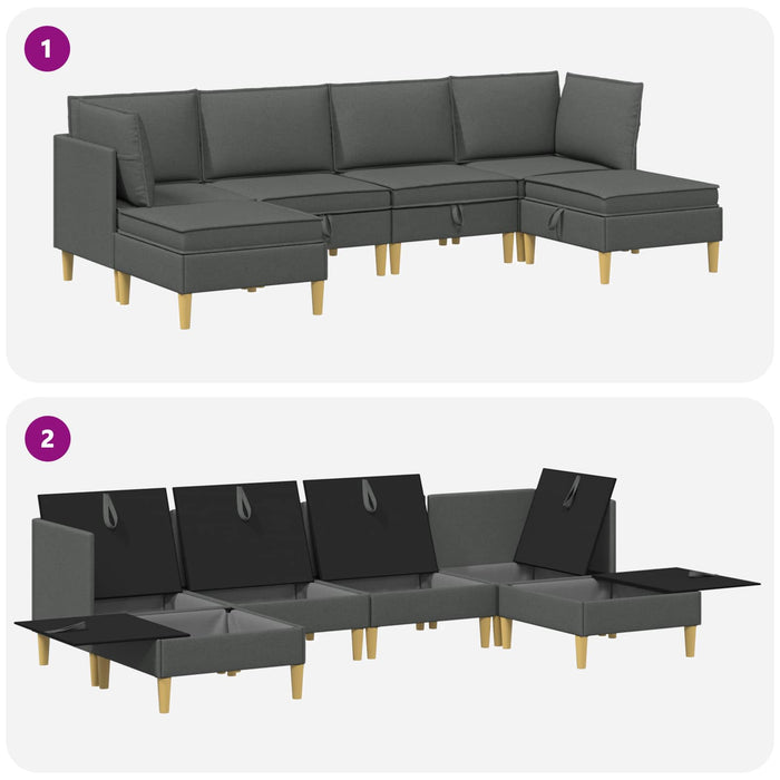 Set de canapea modulară cu spațiu de stocare 6 pcs Gri închis WALTI