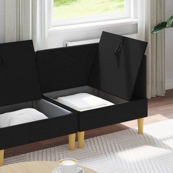 Set de canapea modulară cu spațiu de stocare 3 pcs Negru WALTI