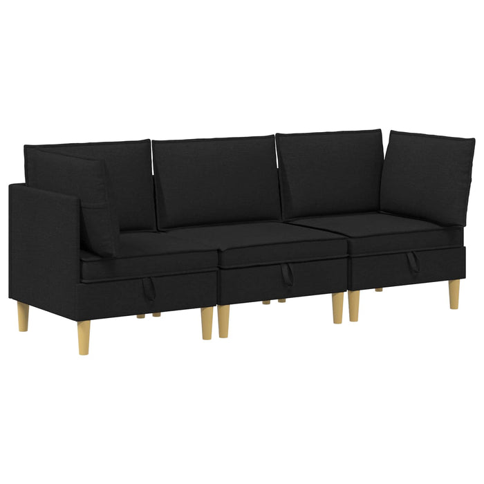 Set de canapea modulară cu spațiu de stocare 3 pcs Negru WALTI