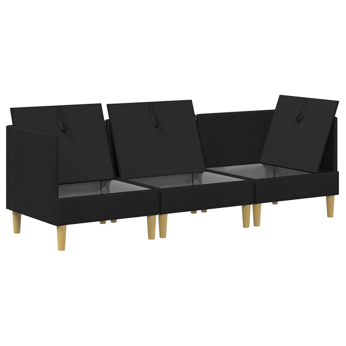 Set de canapea modulară cu spațiu de stocare 3 pcs Negru WALTI