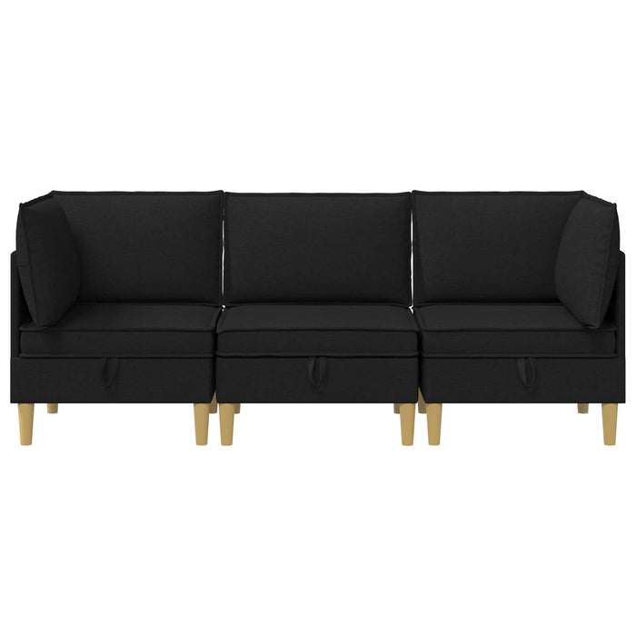 Set de canapea modulară cu spațiu de stocare 3 pcs Negru WALTI