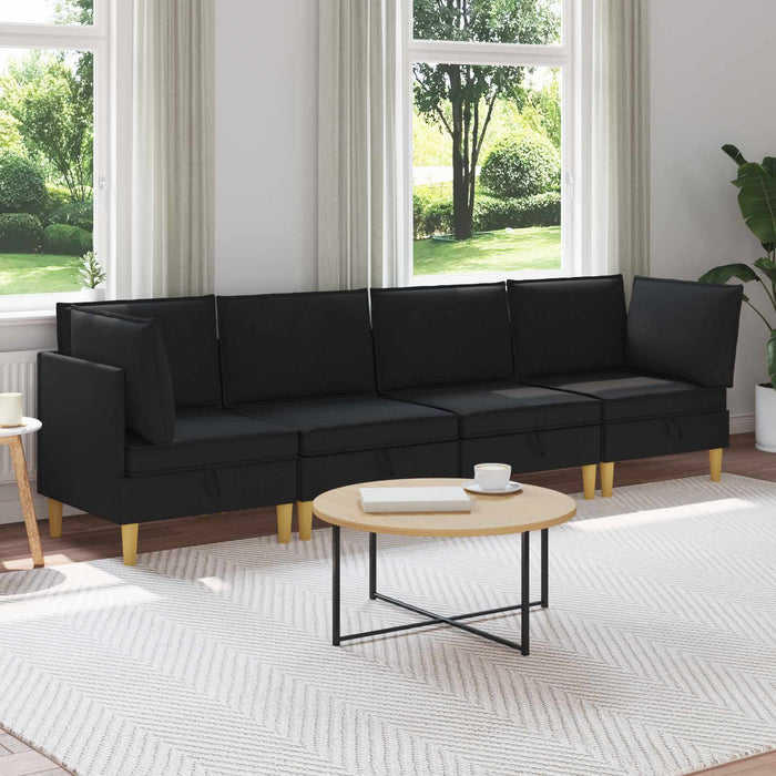 Set de canapea modulară cu spațiu de stocare 4 pcs Negru WALTI