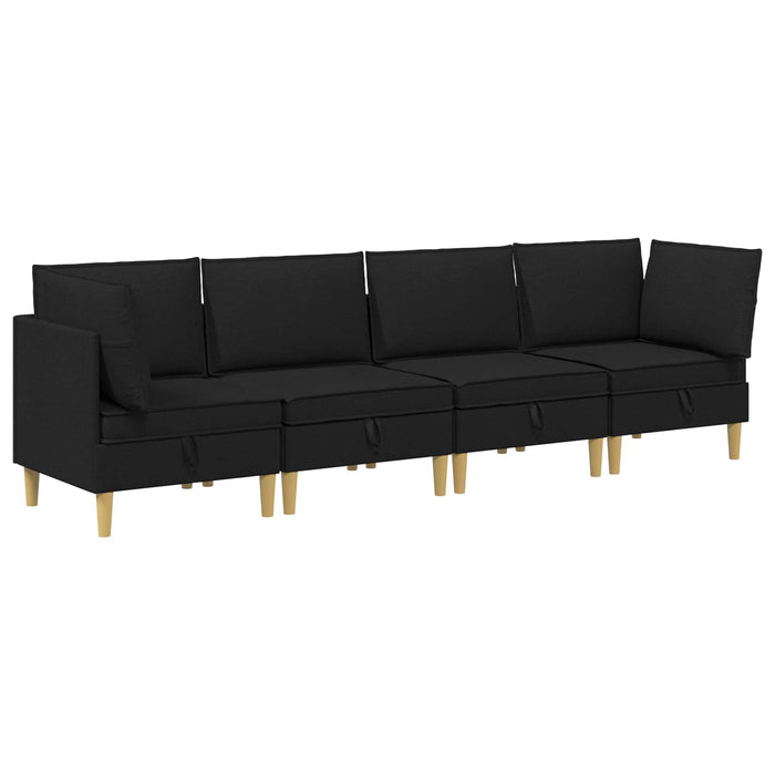 Set de canapea modulară cu spațiu de stocare 4 pcs Negru WALTI