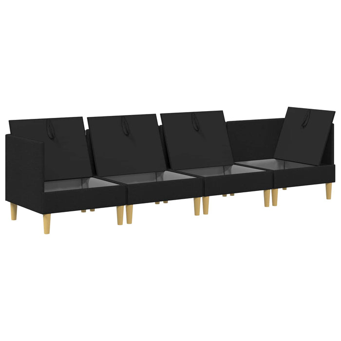Set de canapea modulară cu spațiu de stocare 4 pcs Negru WALTI