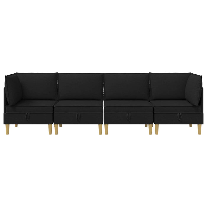 Set de canapea modulară cu spațiu de stocare 4 pcs Negru WALTI