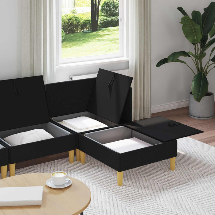 Set de canapea modulară cu spațiu de stocare 4 pcs Negru WALTI