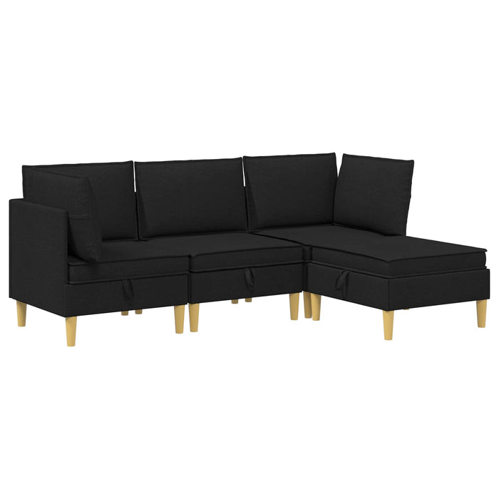 Set de canapea modulară cu spațiu de stocare 4 pcs Negru WALTI