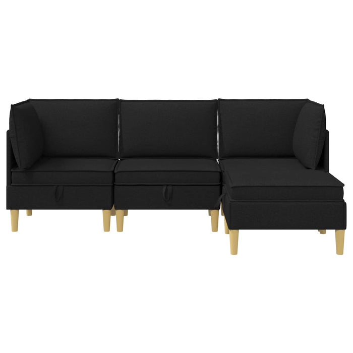 Set de canapea modulară cu spațiu de stocare 4 pcs Negru WALTI