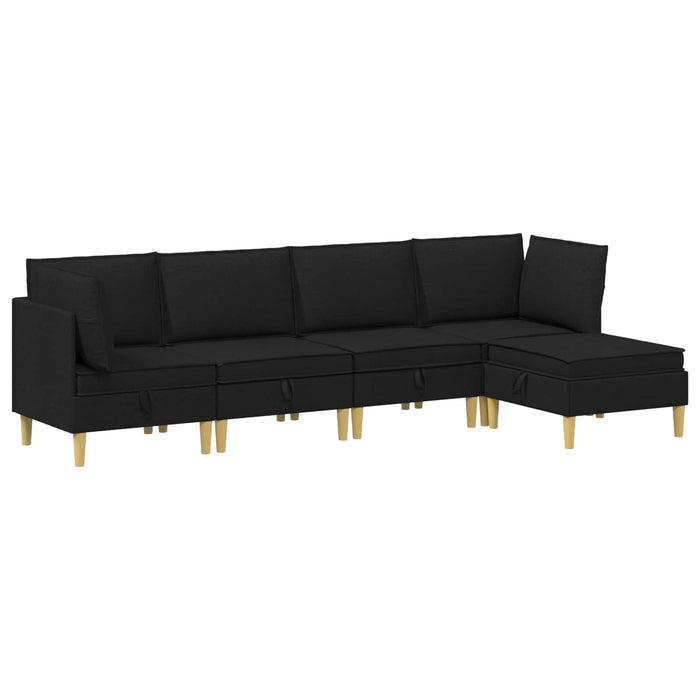 Set de canapea modulară cu spațiu de stocare 5 pcs Negru - WALTI WALTI