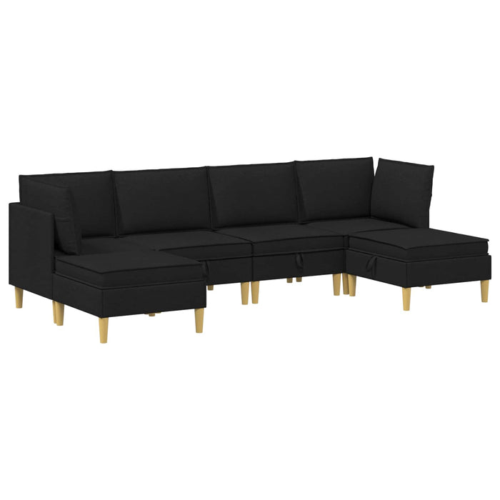 Set de canapea modulară cu spațiu de stocare 6 pcs Negru WALTI