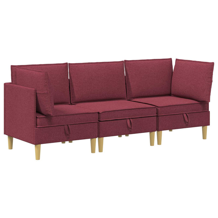 Set de canapea modulară cu spațiu de stocare 3 pcs Roșu Vin WALTI