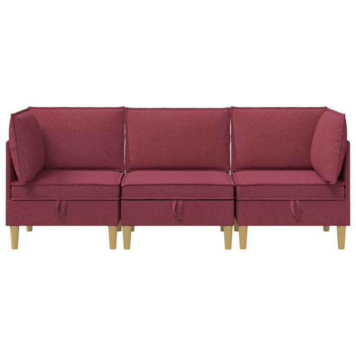 Set de canapea modulară cu spațiu de stocare 3 pcs Roșu Vin WALTI