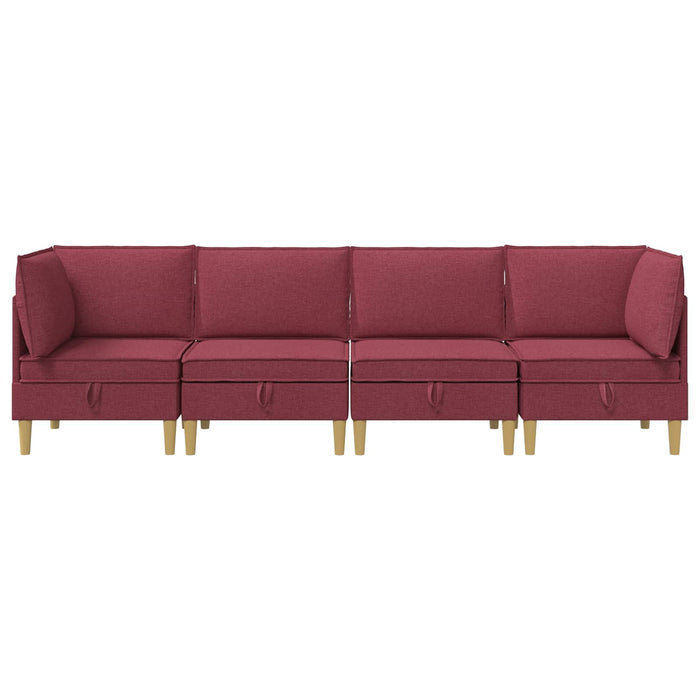 Set de canapea modulară cu spațiu de stocare 4 pcs Roșu Vin WALTI