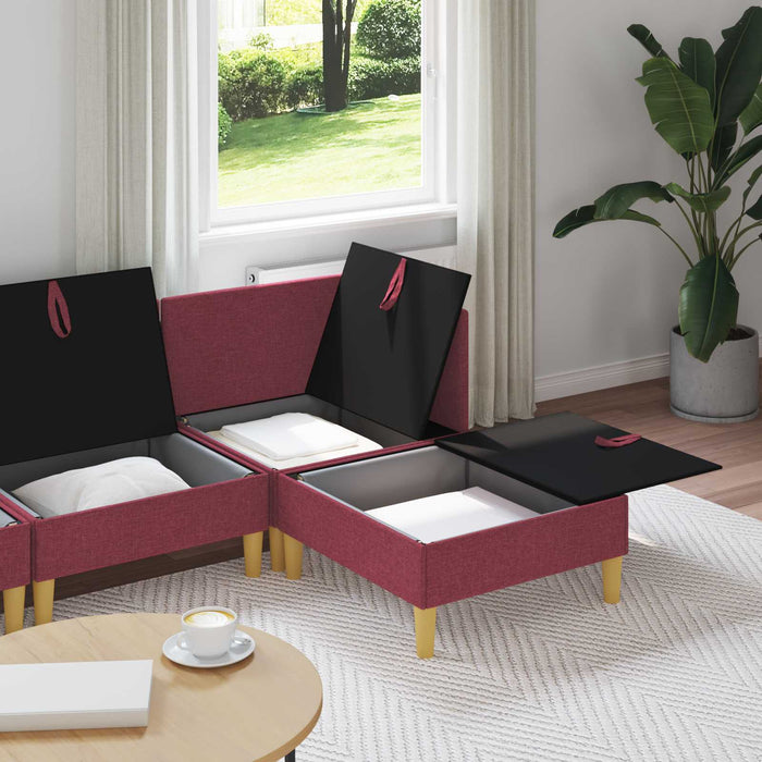 Set de canapea modulară cu spațiu de stocare 4 pcs Roșu Vin WALTI