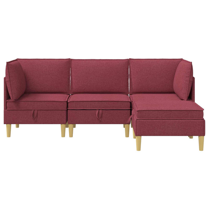 Set de canapea modulară cu spațiu de stocare 4 pcs Roșu Vin WALTI