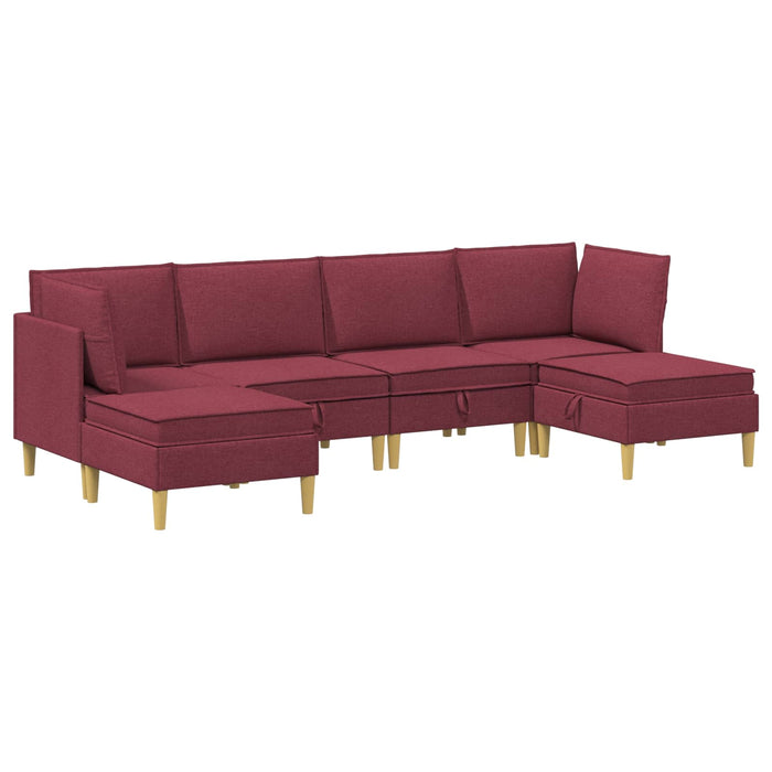 Set de canapea modulară cu spațiu de stocare 6 pcs Roșu Vin WALTI
