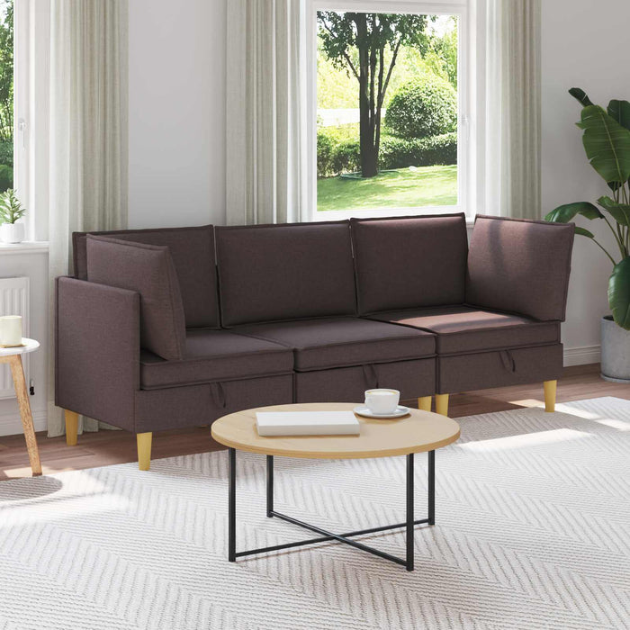 Set de canapea modulară cu spațiu de stocare 3 pcs Maro închis WALTI