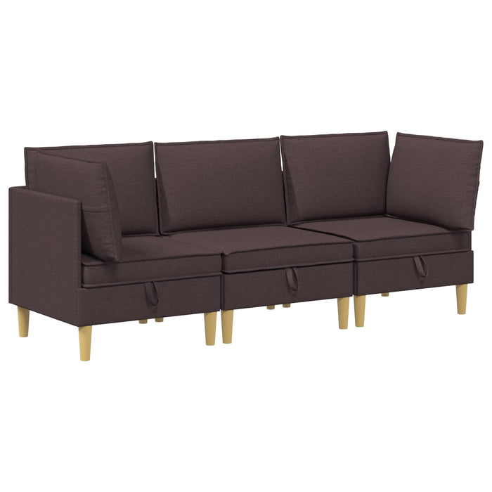 Set de canapea modulară cu spațiu de stocare 3 pcs Maro închis WALTI