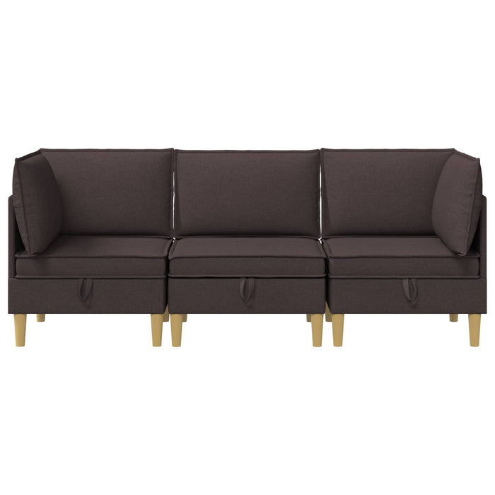 Set de canapea modulară cu spațiu de stocare 3 pcs Maro închis WALTI