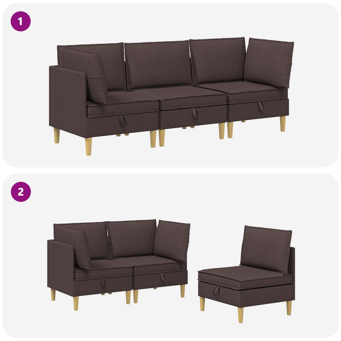 Set de canapea modulară cu spațiu de stocare 3 pcs Maro închis WALTI