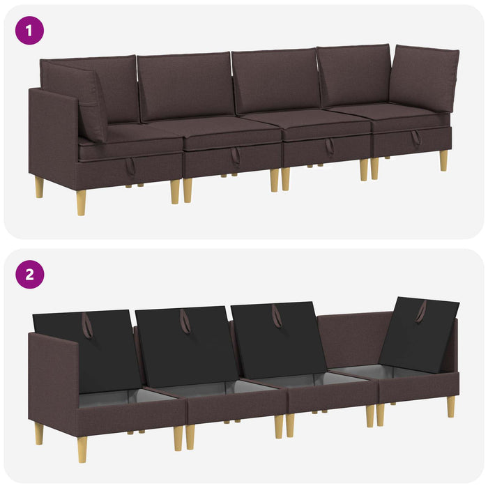 Set de canapea modulară cu spațiu de stocare 4 pcs Maro închis WALTI