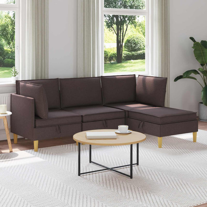 Set de canapea modulară cu spațiu de stocare 4 pcs Maro închis WALTI