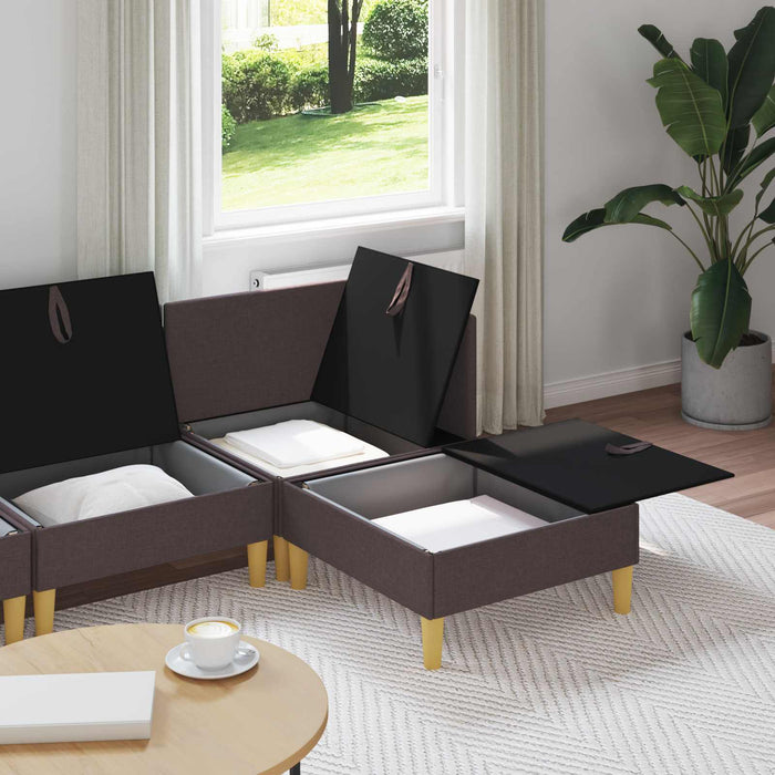 Set de canapea modulară cu spațiu de stocare 4 pcs Maro închis WALTI