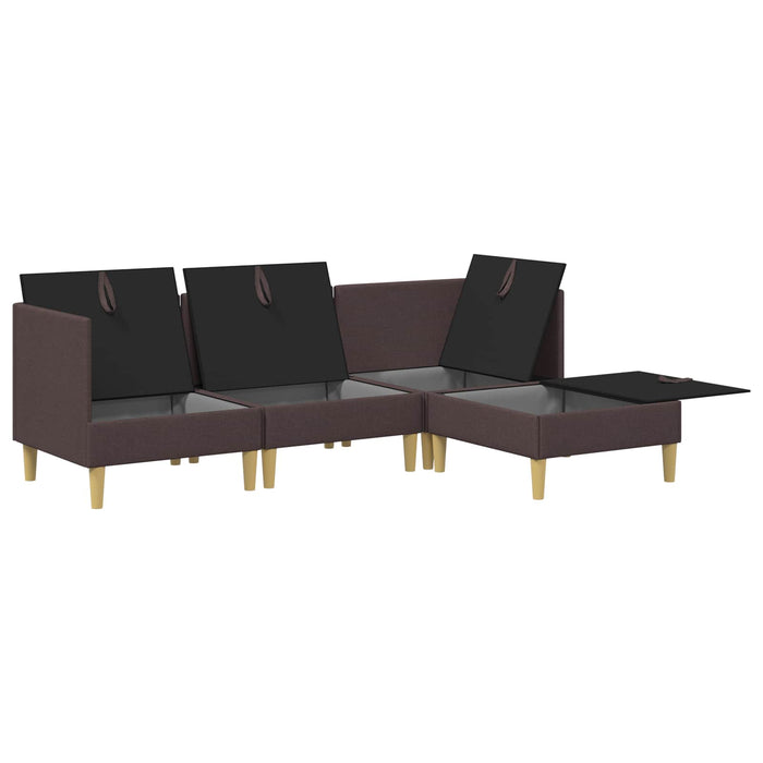 Set de canapea modulară cu spațiu de stocare 4 pcs Maro închis WALTI