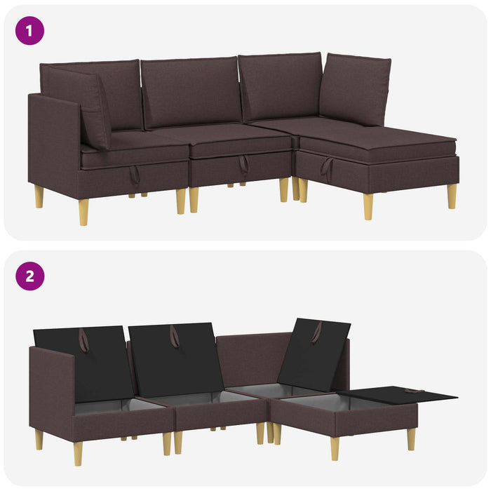 Set de canapea modulară cu spațiu de stocare 4 pcs Maro închis WALTI