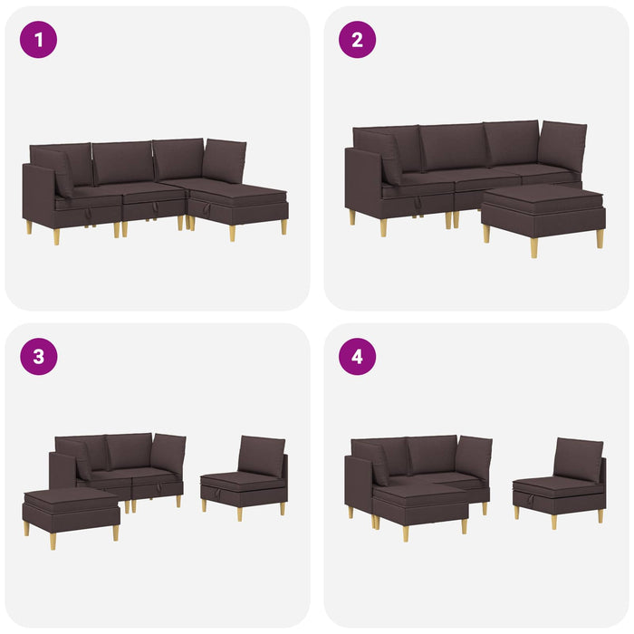 Set de canapea modulară cu spațiu de stocare 4 pcs Maro închis WALTI