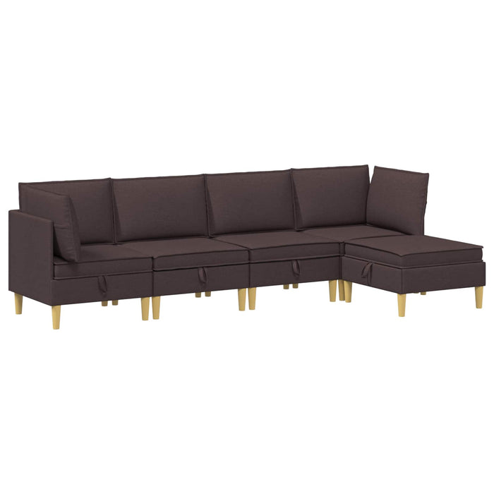 Set de canapea modulară cu spațiu de stocare 5 pcs Maro închis WALTI