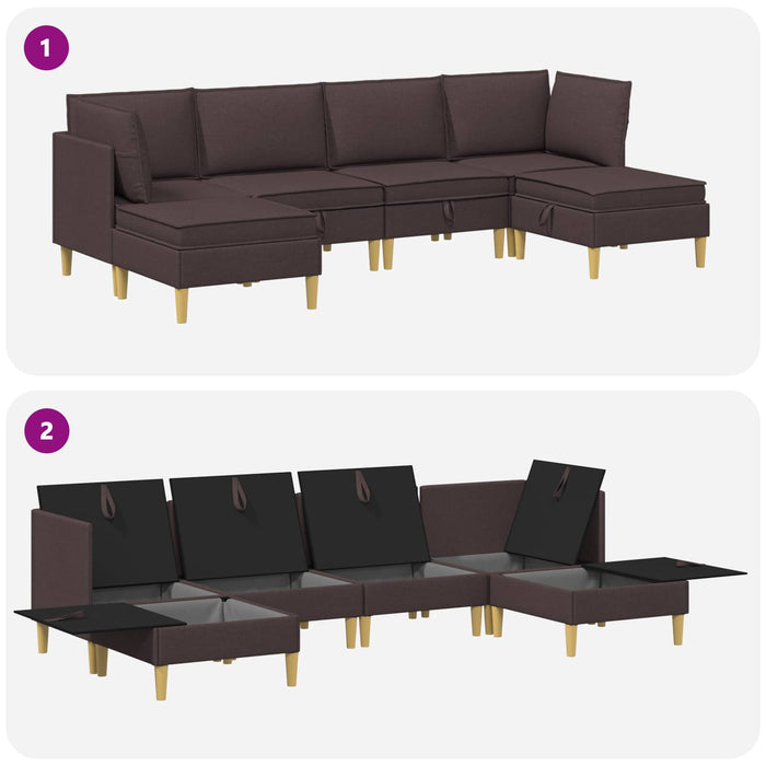 Set de canapea modulară cu spațiu de stocare 6 pcs Maro închis WALTI