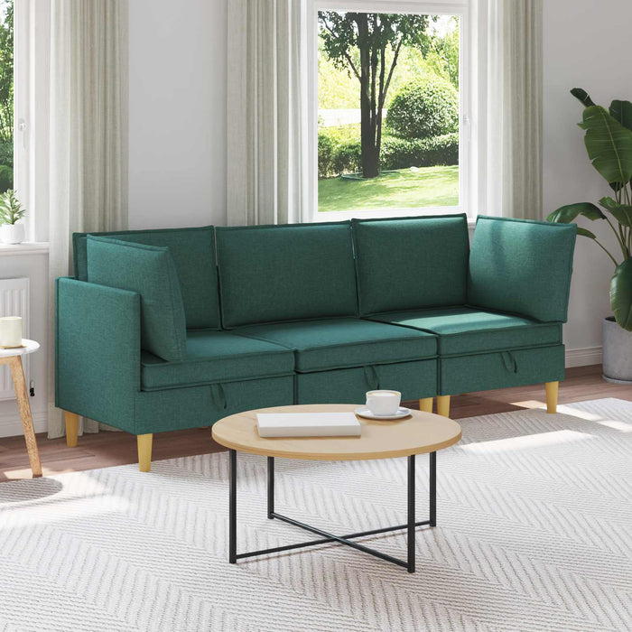 Set de canapea modulară cu spațiu de stocare 3 pcs Verde închis WALTI