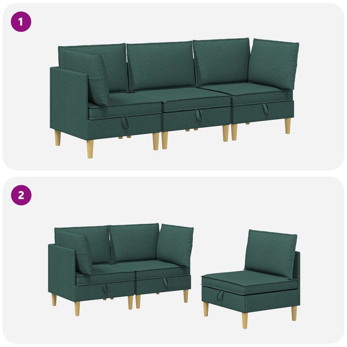 Set de canapea modulară cu spațiu de stocare 3 pcs Verde închis WALTI