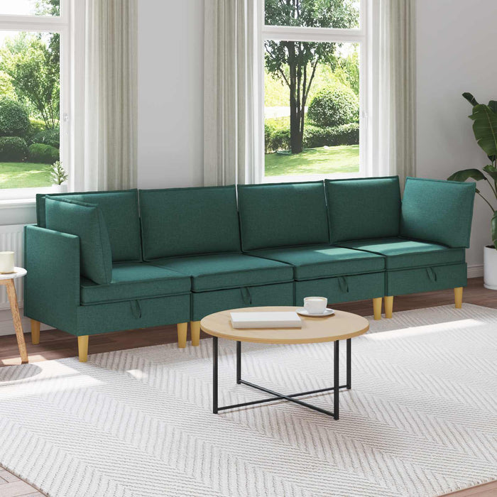 Set de canapea modulară cu spațiu de stocare 4 pcs Verde închis WALTI