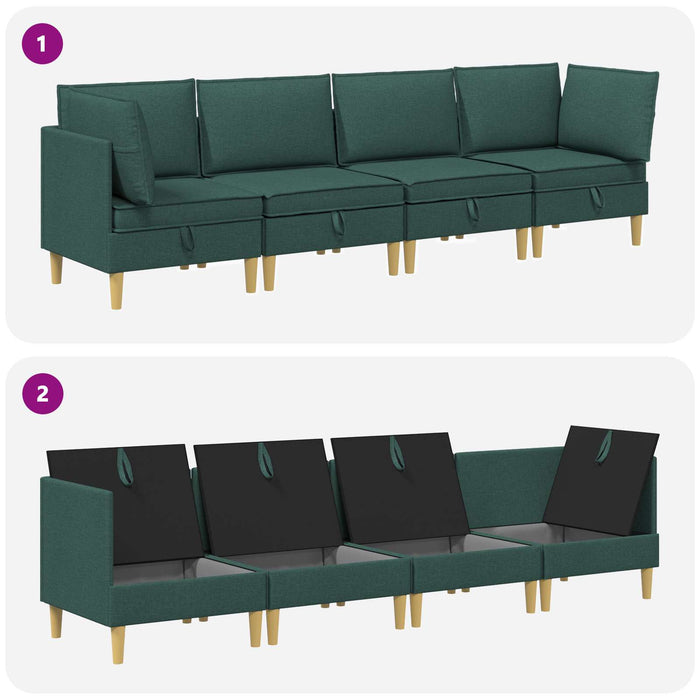 Set de canapea modulară cu spațiu de stocare 4 pcs Verde închis WALTI