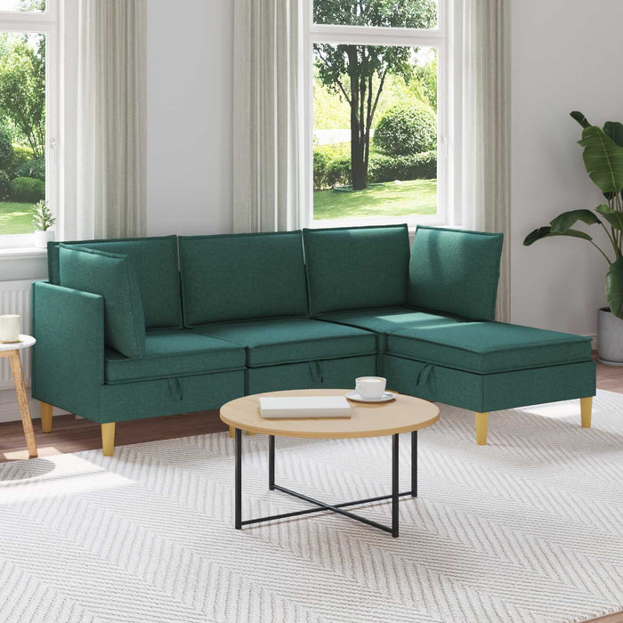 Set de canapea modulară cu spațiu de stocare 4 pcs Verde închis WALTI