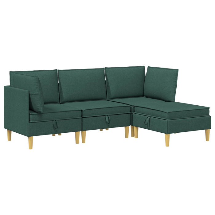 Set de canapea modulară cu spațiu de stocare 4 pcs Verde închis WALTI