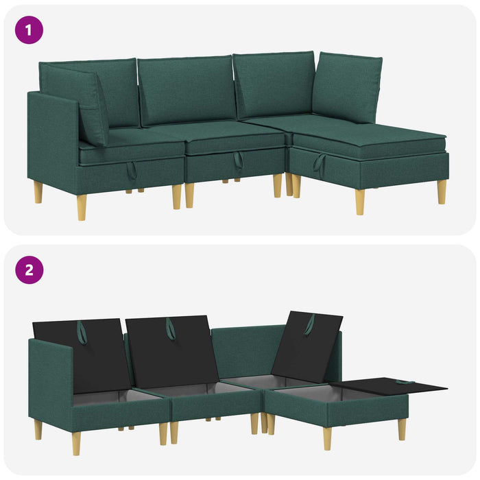Set de canapea modulară cu spațiu de stocare 4 pcs Verde închis WALTI