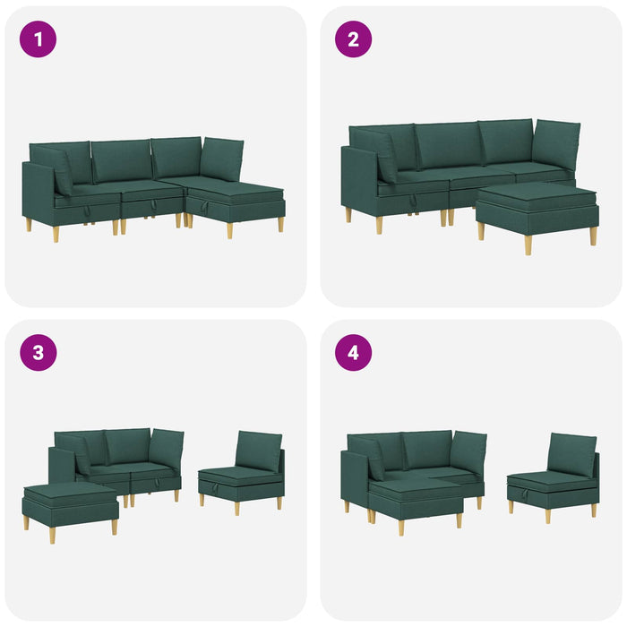 Set de canapea modulară cu spațiu de stocare 4 pcs Verde închis WALTI