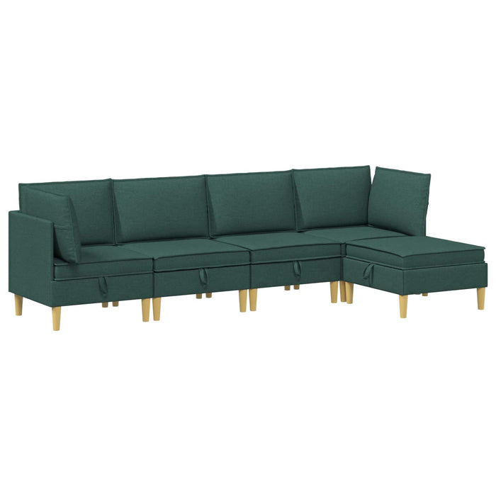 Set de canapea modulară cu spațiu de stocare 5 pcs Verde închis WALTI