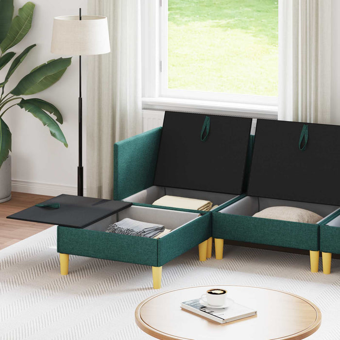 Set de canapea modulară cu spațiu de stocare 6 pcs Verde închis WALTI