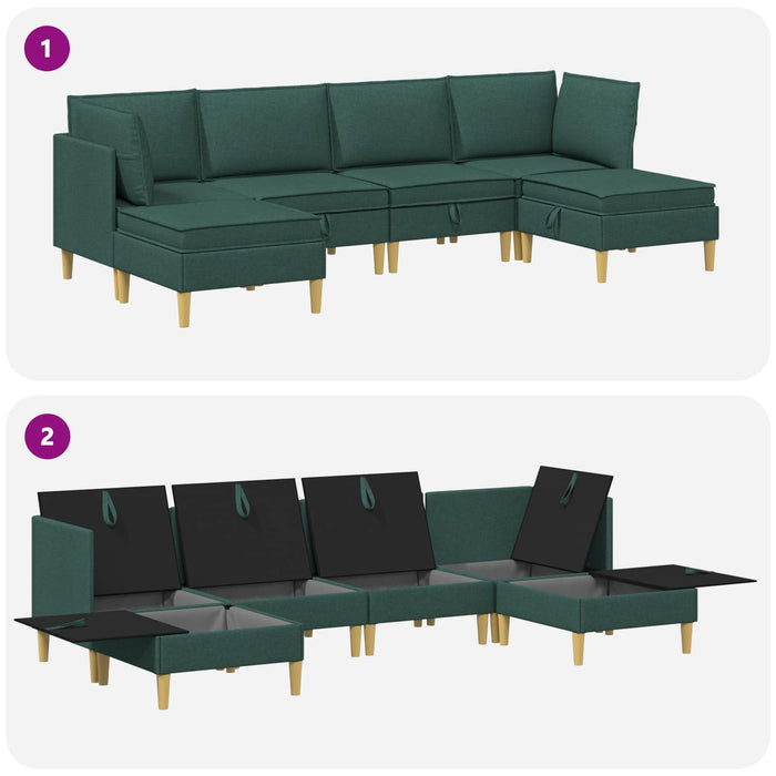 Set de canapea modulară cu spațiu de stocare 6 pcs Verde închis WALTI
