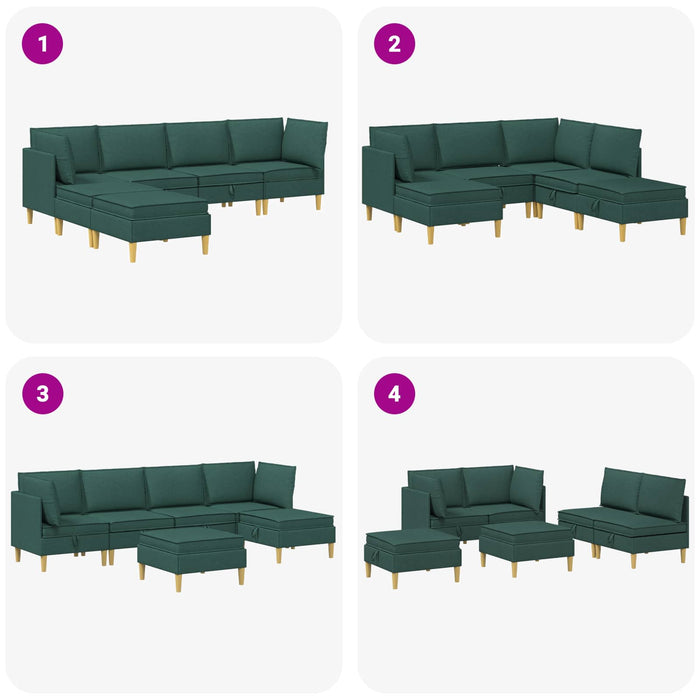 Set de canapea modulară cu spațiu de stocare 6 pcs Verde închis WALTI