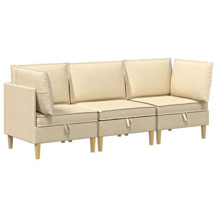 Set de canapea modulară cu spațiu de stocare 3 pcs Crem - WALTI WALTI