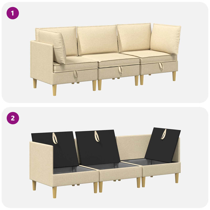Set de canapea modulară cu spațiu de stocare 3 pcs Crem - WALTI WALTI