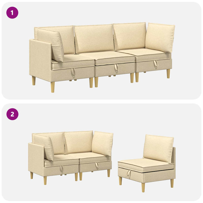Set de canapea modulară cu spațiu de stocare 3 pcs Crem - WALTI WALTI