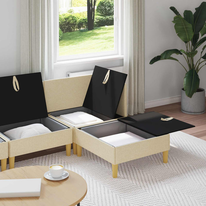 Set de canapea modulară cu spațiu de stocare 4 pcs Crem - WALTI WALTI