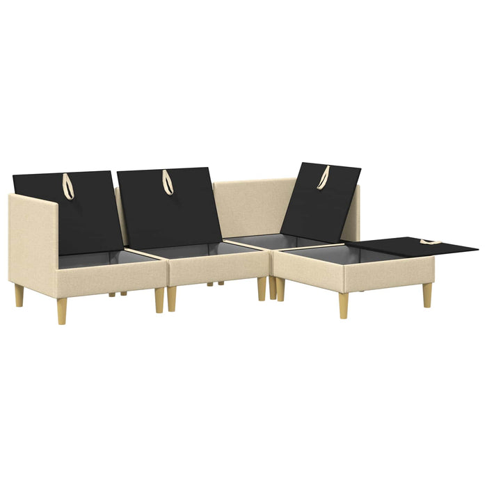 Set de canapea modulară cu spațiu de stocare 4 pcs Crem - WALTI WALTI